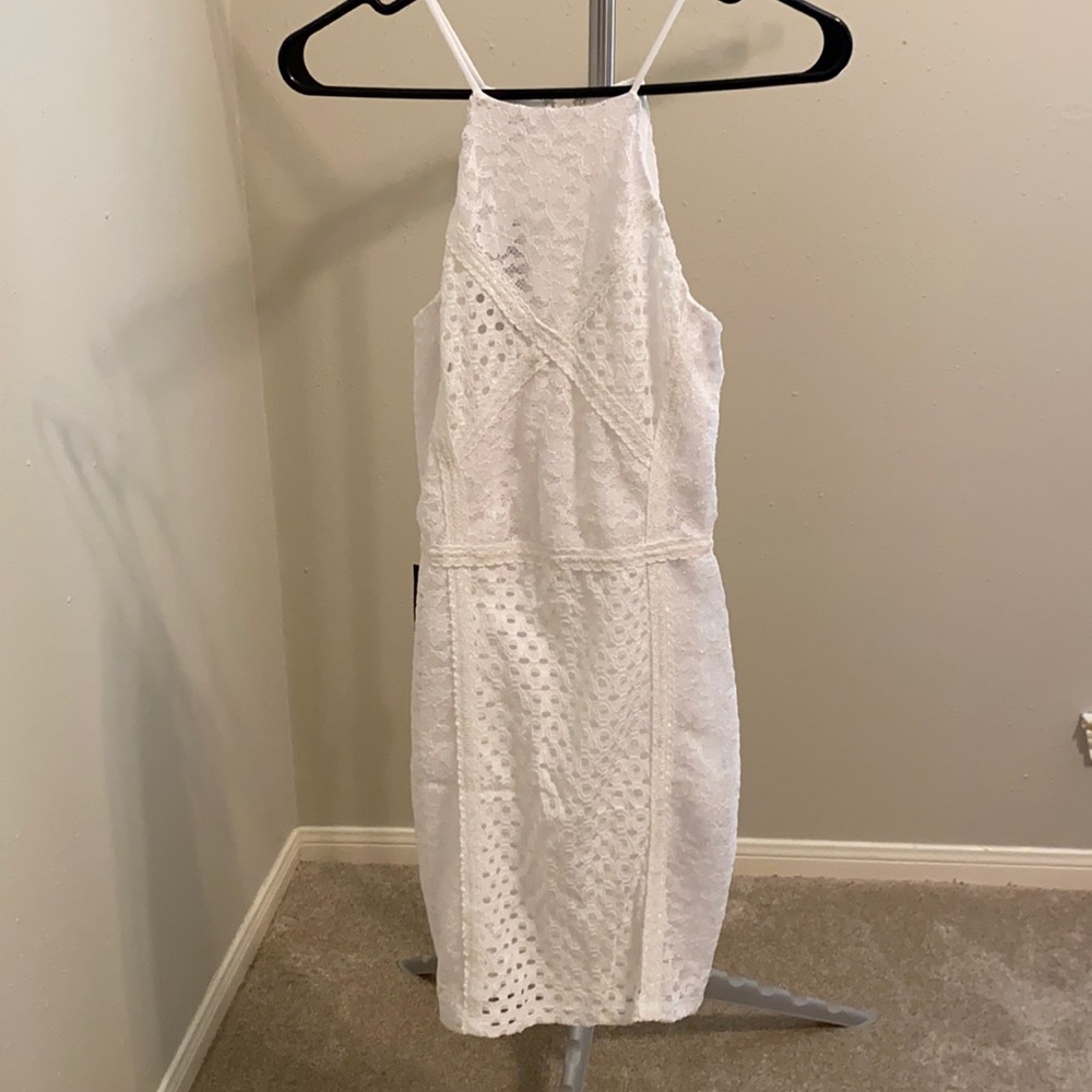 Bebe Dawn Lace Shift White Dress